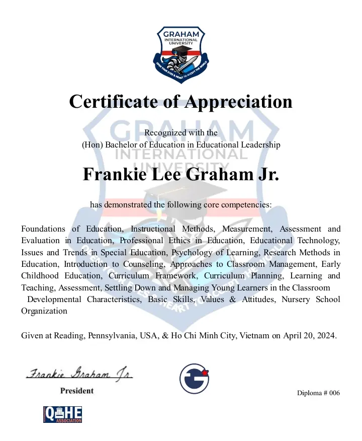 Certificate of Appreciation sample 